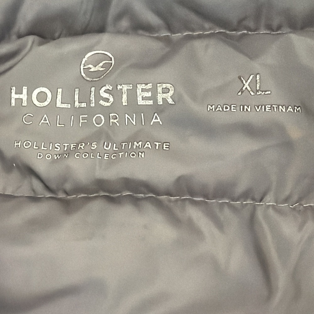 Hollister Duck Down Puffer Jacket XLarge Blue Full Zip - One Section Damage - Picture 3 of 12